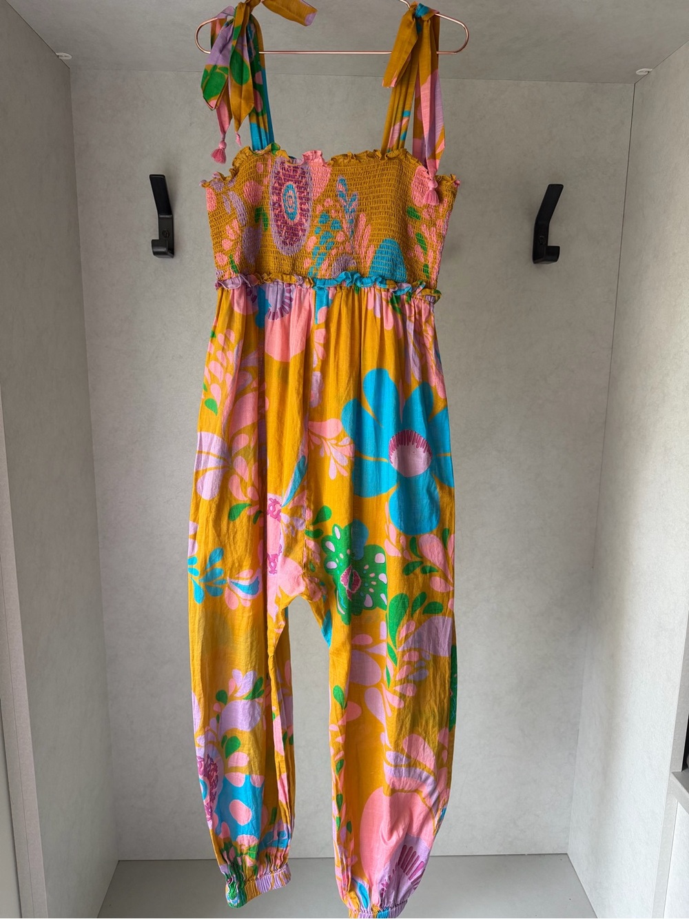 Zimmermann Yellow Floral Tie-Shoulder Jumpsuit romper light cotton girls sz 10